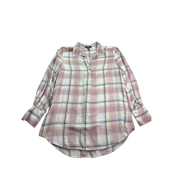 Chaps Womens Plaid Button Front Popover Flannel Top Size S Long Sleeve - Picture 1 of 9